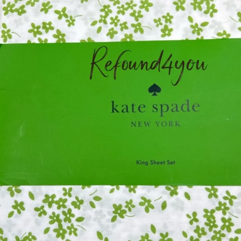 Kate Spade - ‘Green Floral’ Cotton King Sheet Set. NWT Firm! Last one!